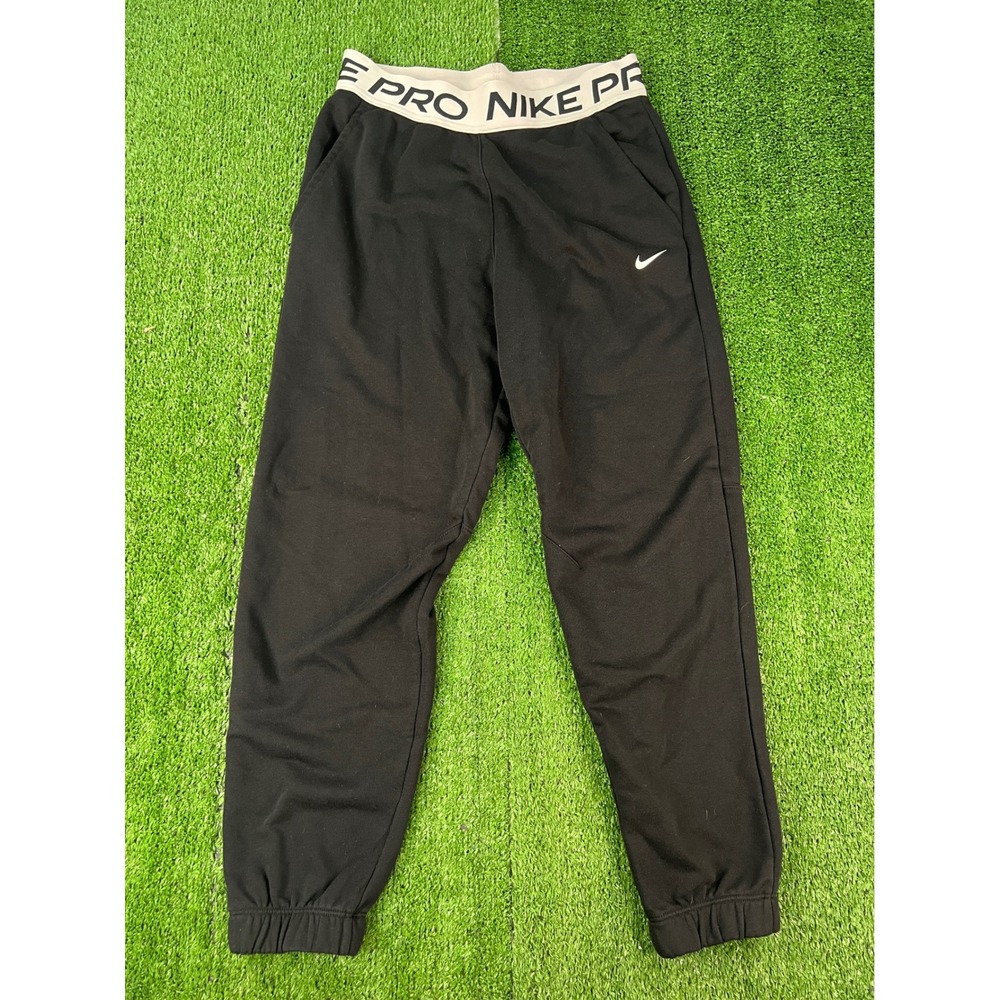 Nike Pro Dri-FIT Kids Joggers Black Sweatpants Waistband HV0289-012 Size L